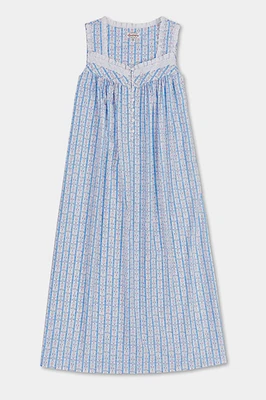 Nwt Lanz Of Salzburg Blue Tyrolean Hearts 100% COTTON LAWN Ballet Nightgown 1X - Image 1 of 4