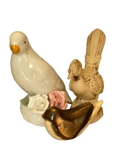 3 Estatuillas de Pájaro de Vidrio Cerámico De Colección Detalles Florales Marfil Marjolein Bastin - Imagen 1 de 19