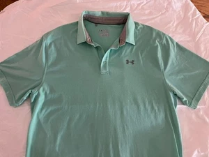Under Armour Polo Shirt Men’s Size 2XL Loose Aqua Blue Polo Shirt Collared Shirt - Picture 1 of 6
