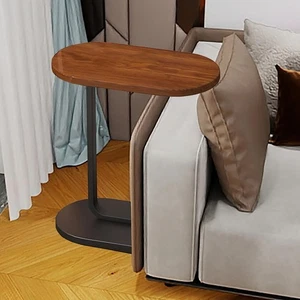 C-Shaped Side Table for Sofa or Bed, Adjustable Legs, 45x28x61cm Brown - Picture 1 of 12