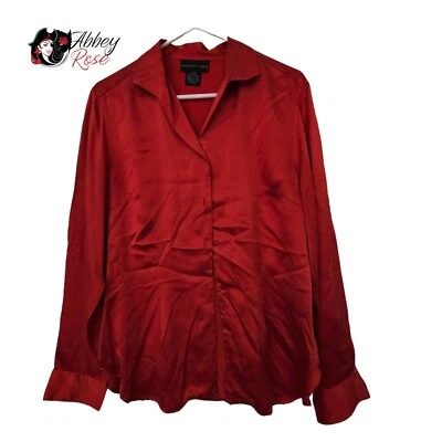 Blusa Camisa August Seda Roja Abotonada Talla 10/40 Manga Larga  Foto 1 de 4