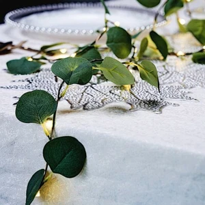 32 feet Green Eucalyptus Leaves LED GARLAND Battery Operated Fairy Lights Party - Picture 1 of 9