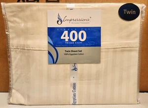 Luxor Impressions 100% Egyption Cotton Twin Sheet Set 400 Thread Count Ivory - Picture 1 of 3