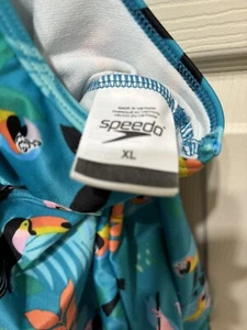 Speedo Girls Racerback Swimsuit Tropical Birds & Aloha One Piece XL Youth - Picture 1 of 2