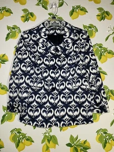 Ellen Tracy Women's Sz 6 Blue & White Floral 3/4 Sleeve Jacket - Picture 1 of 4