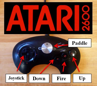 Sega Genesis Modded Joystick Paddle Controller Combinación Atari 2600 7800 Mod Foto 1 de 3