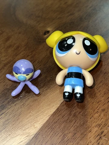 Power Puff Girls BUBBLES 2" Mini Figure And Octi Figure Lot Cover