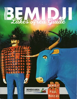 2024 Bemidji Lakes Area Guide Minnesota, 50 Pages, Paul Bunyan, Babe the Blue Ox - Image 1 of 2