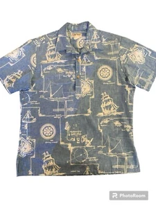 Cooke Street Hawaiian Shirt Men Medium Gray Purple Floral Button Down - Picture 1 of 1