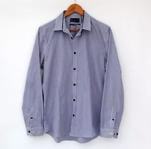 Burton Menswear Blue Stripe Shirt Size M Slim Fit 15.5-16ins Cotton - Picture 1 of 6