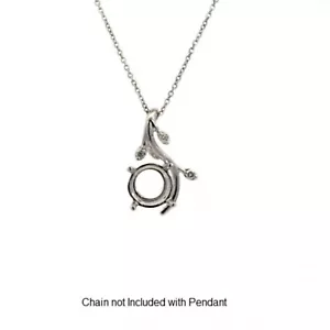 Vine Pendant Semi Mount Round 7mm In 14K White Gold With Diamond Accents (52312) - Picture 1 of 4