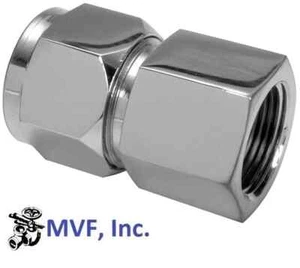 Female Connector 1/4" X 1/8 FNPT Stainless Steel HSME ACF4-2-SS - Picture 1 of 4