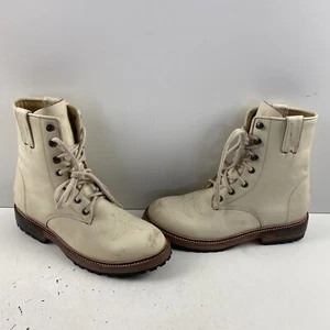 Stetson SAM Ivory Leather Round Toe Lace Up Western Boots Women’s Size 9 M - Picture 1 of 8