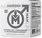 Modern Man V3 - Testosterone Booster + Thermogenic Fat Burner for Men Boost...