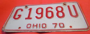 VINTAGE 1970 State Of Ohio License Plate TAG RED On WHITE 1968 U MORE LISTED - Picture 1 of 2