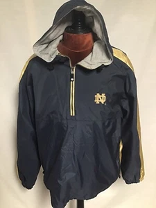 Chaqueta deportiva Holloway Notre Dame con capucha huracán 1/4 cremallera azul marino dorado grande - Imagen 1 de 8