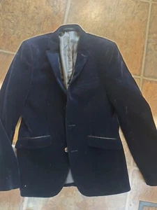 Asos Dark Blue Crushed Velvet Blazer - Picture 1 of 3