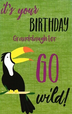 Divertida tarjeta de CUMPLEAÑOS PARA NIETA, Go Wild Tucan Bird por Gallant Greetings +✉ Foto 1 de 4