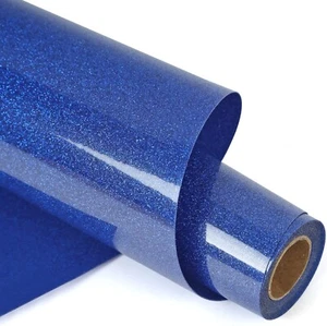 RENLITONG Royal Blue Glitter HTV Vinyl 12" x 12ft Roll | Iron-On ✅ - Picture 1 of 6