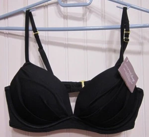 Smart & Sexy Swim Black Padded Bikini Top Size 36B NWT - Picture 1 of 4