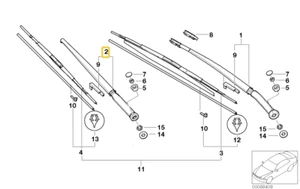 Wiper arm passenger side for BMW E-46 - Picture 1 of 1