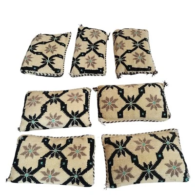 Handmade Vintage Wool Pillow Cover Beige Embroidered Tribal Pattern 18"x 12" - Image 1 of 4