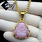 18-36"Stainless Steel 3mm Gold Plated Box Link Chain Pink Rhinestone Pendant*123
