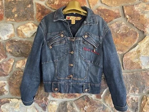Apple Bottoms Jean Denim Quilted Liner Jacket X Large Rhinestones Copper Button - Picture 1 of 10
