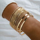 1Set Punk Gold Color Bracelets For Women Trendy Metal Bangle Jewelry Accessor Pe