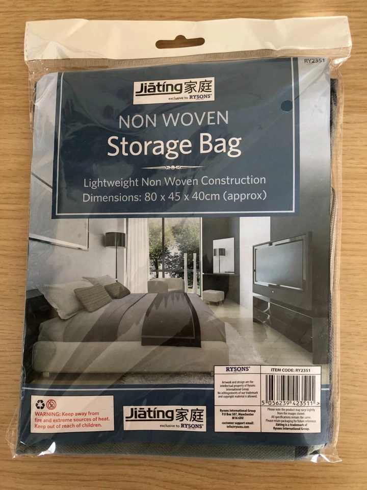 1x Rysons 80cm Non-Woven Storage Bag Underbed Clothes Laundry Zipped Storage Bag