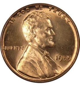 1955 Lincoln Wheat Penny Cent Error Gem BU Red Mint - Picture 1 of 9