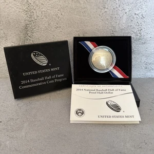 2014-S Baseball Hall of Fame Proof Clad Half Dollar w US Mint OGP Box, COA #WG49 - Picture 1 of 4