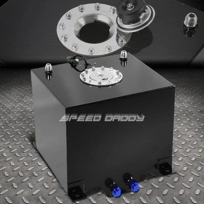 TANQUE DE PILA DE COMBUSTIBLE 5 GALONES/18,8 L CAPA NEGRA ALUMINIO CARRERAS/DRIFT + TAPA + REMITENTE DE NIVEL Foto 1 de 3