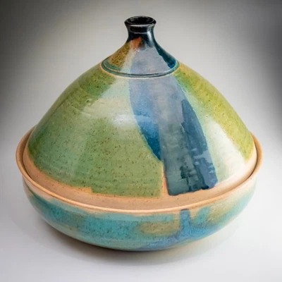 Rueda de tagine de gres de cerámica de estudio lanzada solo horno inglés o europeo de 25 cm - Imagen 1 de 4