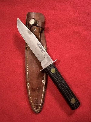 Vintage 1960's Utica Sportsman USA 9” Hunting Knife With Leather Sheath - Image 1 of 4