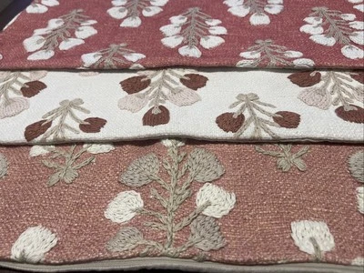 (1) Pottery Barn Inyo Embroidered Floral Pillow Cover - 22x22" - SAMPLE - Image 1 of 3