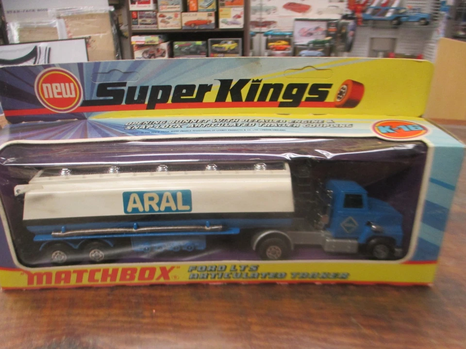 VINTAGE 1973 MATCHBOX SUPER KINGS K-16 ARAL FORD LTS ARTICULATED TANKER  MIB - Image 1 of 4