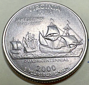 2000 D Virginia Statehood Quarter Circulated 25C 7738N - Picture 1 of 3