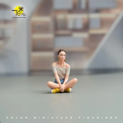 Resin Painted Diorama 1:18 Sitting Lady Miniaure Figurine Doll Fit Car Toy Scene - Image 1 of 4