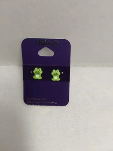 Claires .925 Sterlingsilber Post grüner Frosch Ohrringe neu mit Etikett! - Bild 1 von 4