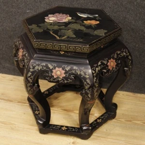 Side table living room furniture lacquered chinoiserie antique style 20th cent - Picture 1 of 12