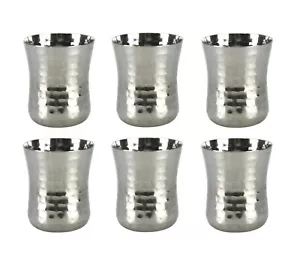 6x Stainless Steel Hammered Glasses Tumblers 350ml Metal Drinking Cups Stackable - Picture 1 of 8