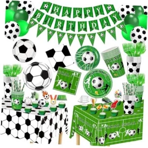 172 Pcs Soccer Party Plates Tableware Set Serves 24 Soccer Party Decorations - Picture 1 of 7