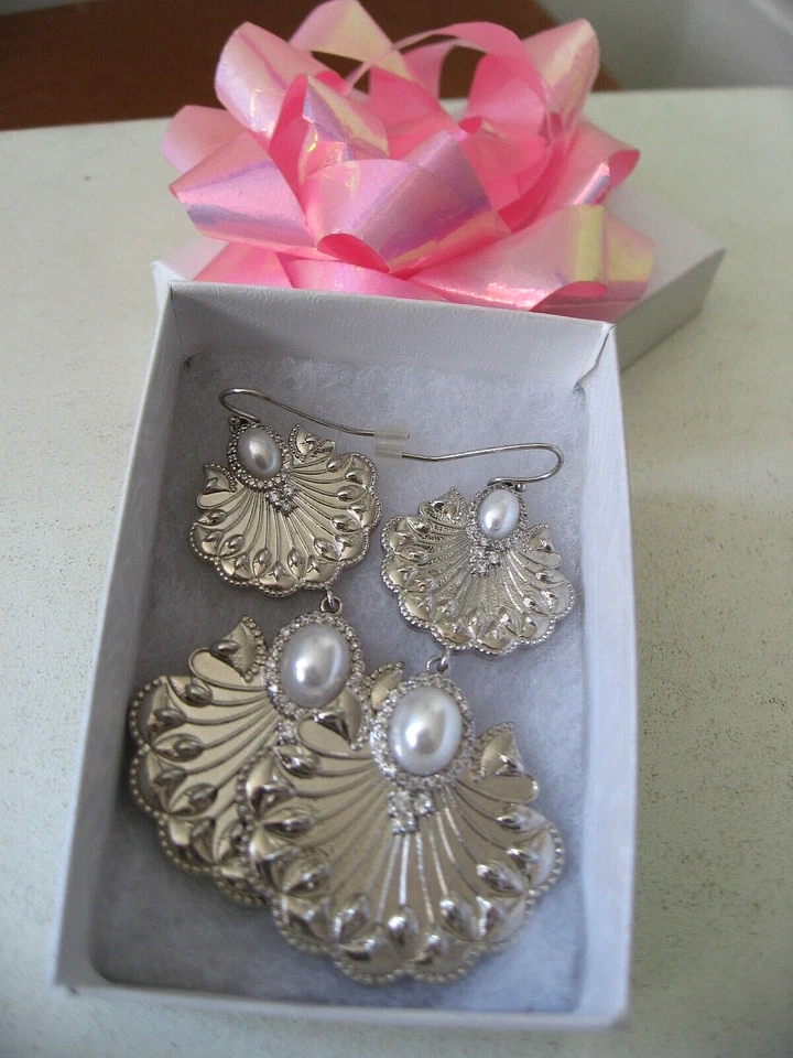 Pendientes Samantha Wills Plata Perla Cristal Océano Sueño Novia Sin Usar Nuevos con Etiquetas $159 Foto 1 de 4