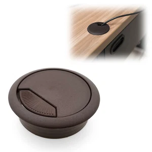 1pcs 2-3/8" Brown PC Computer Cord Cable Wire Organizer Hole Cover Desk Grommet - Picture 1 of 4