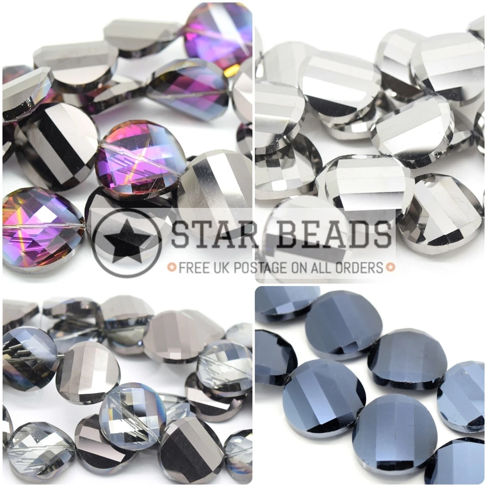25 X TWIST DISC FACETED GLASS BEADS 22X8MM - PICK COLOUR - Image 1 of 1