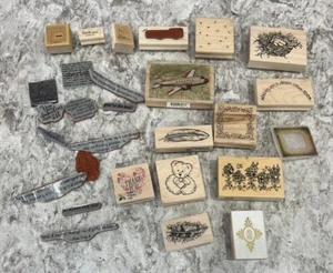 Lot Of 20+ Rubber Ink Stamps Wood Mounted Variety See Pictures - Picture 1 of 8