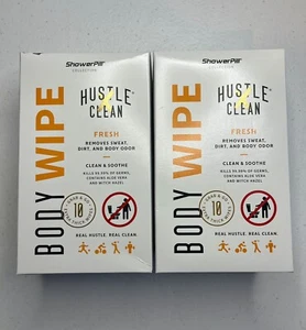 (2x) Hustle Clean Fresh Body Wipe Fresh Clean & Soothe 10 per Box Grab & Go - Picture 1 of 2