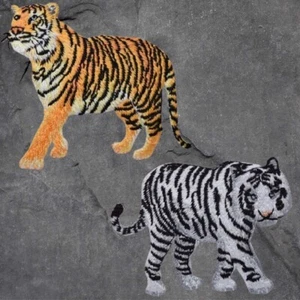 Tiger Patch Set - Bengal Tiger, White Tiger, Feline, Big Cat (Iron On) - Picture 1 of 1