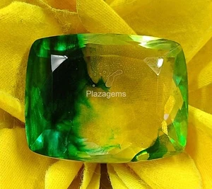 Lab Grown Certified 108 Ct Bi-Color Rutilated Quartz Cushion Cut Gemstone 4JUN - Picture 1 of 9